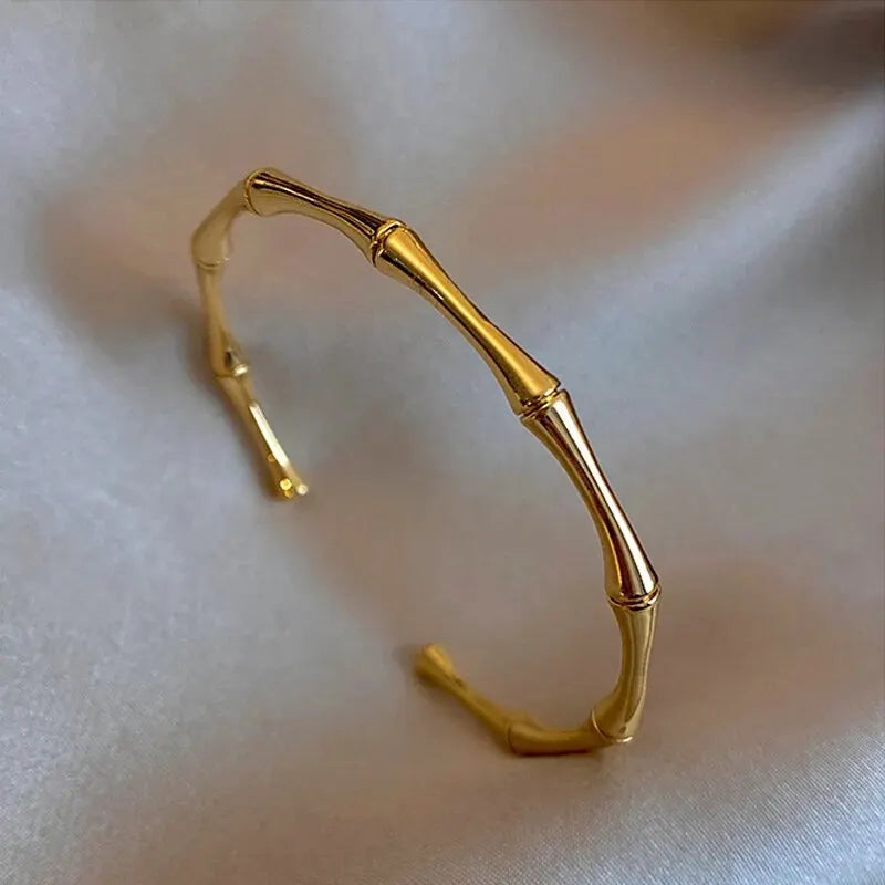 Bracelete Ajustável Bambu Banhado a Ouro 18K