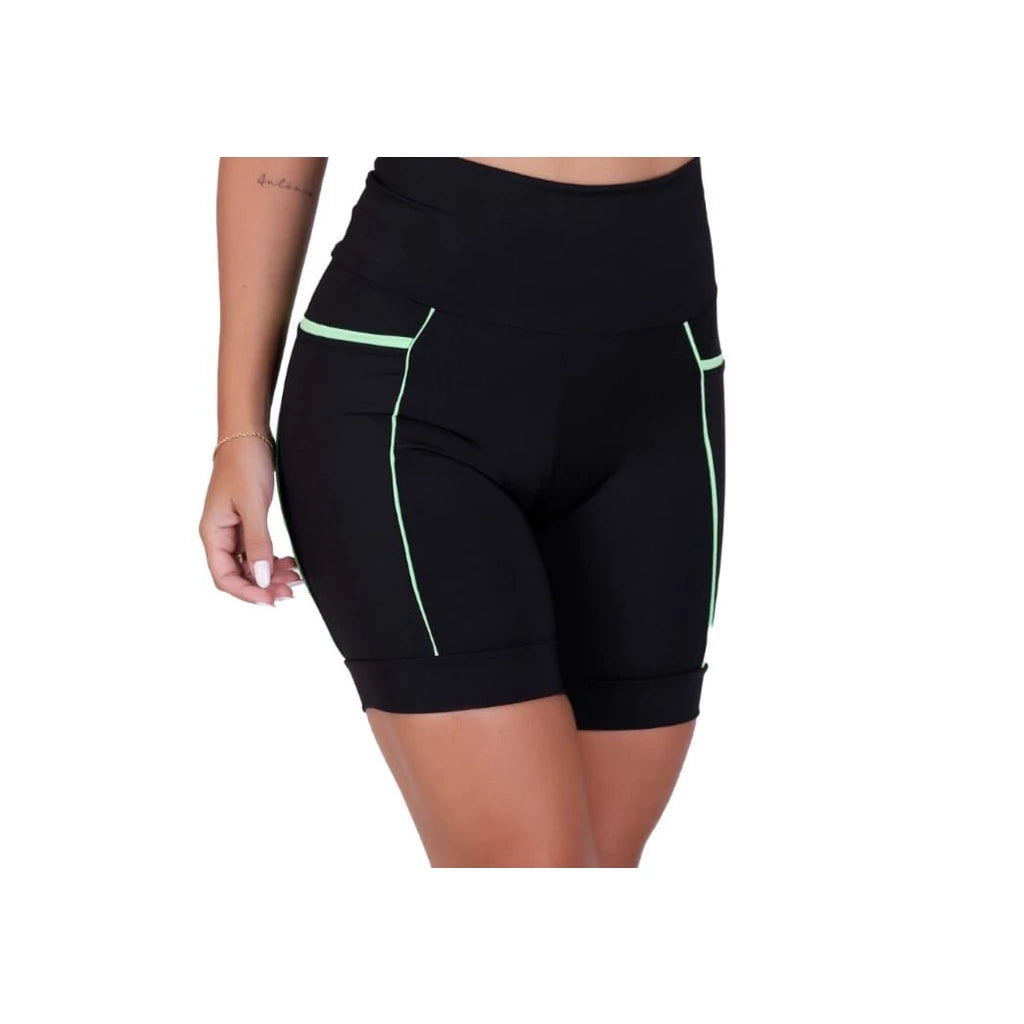 Kit com 3 Shorts Fitness Cós Alto Refletiva de Corrida e Academia de Média Compressão com Bolsos Profundos