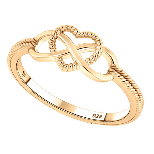 Anel Infinito Amor Prata 925 Banhado a Ouro 18k