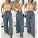 calça feminina alfaiataria pantalona com cinto moda elegante fashion