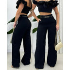 calça feminina alfaiataria pantalona com cinto moda elegante fashion